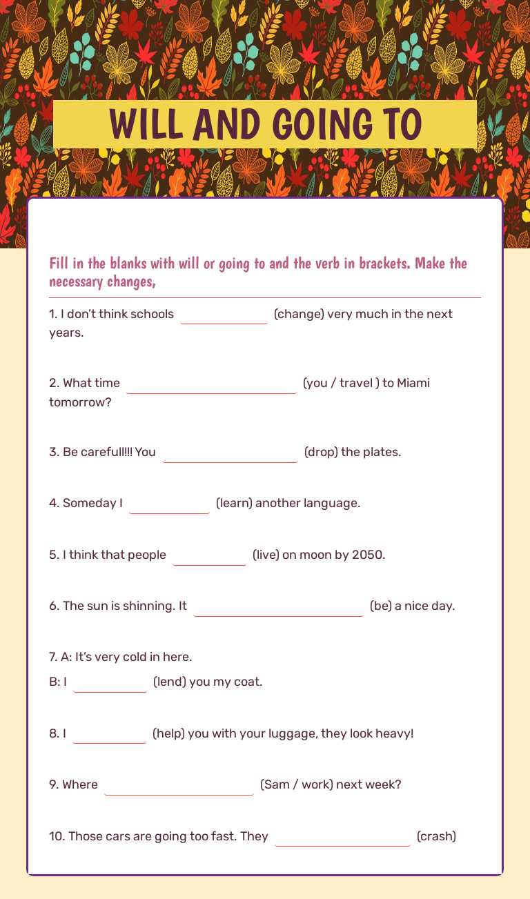 WILL AND GOING TO worksheet preview image