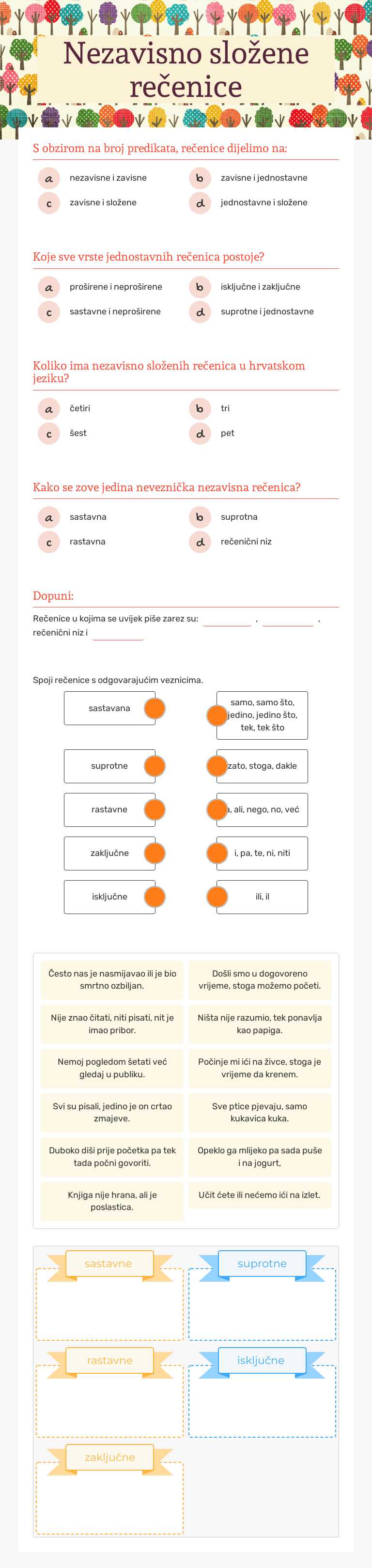 Nezavisno složene rečenice worksheet preview image