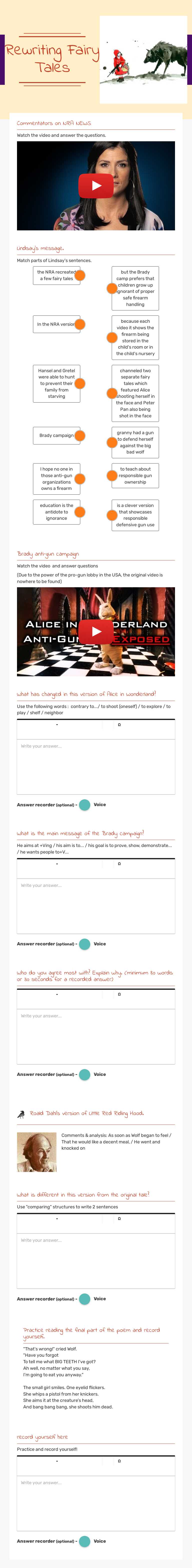 Rewriting       Fairy Tales Grade 12 worksheet preview