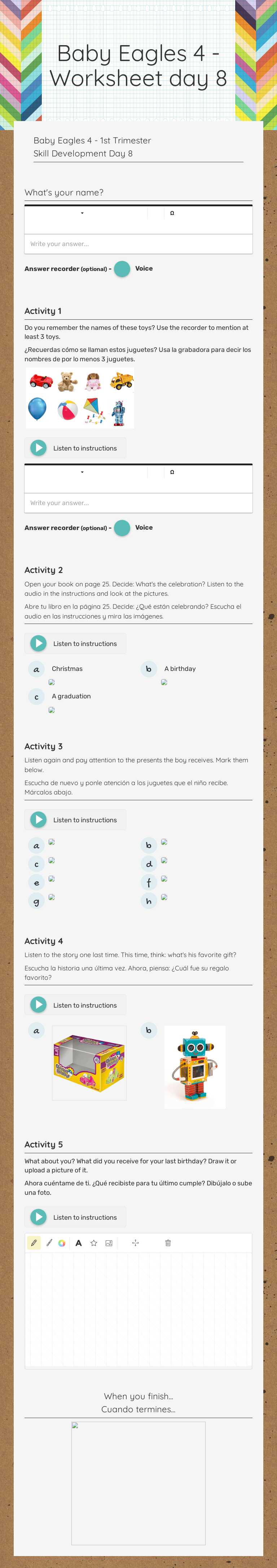 Baby Eagles 4 - Worksheet day 8 worksheet preview image