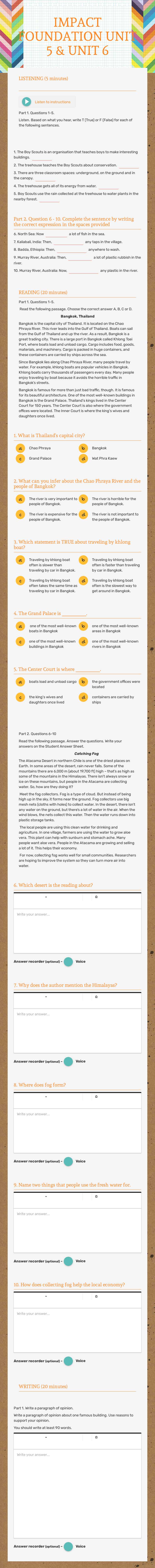 IMPACT FOUNDATION 
UNIT 5 & UNIT 6 Grade 6 worksheet preview