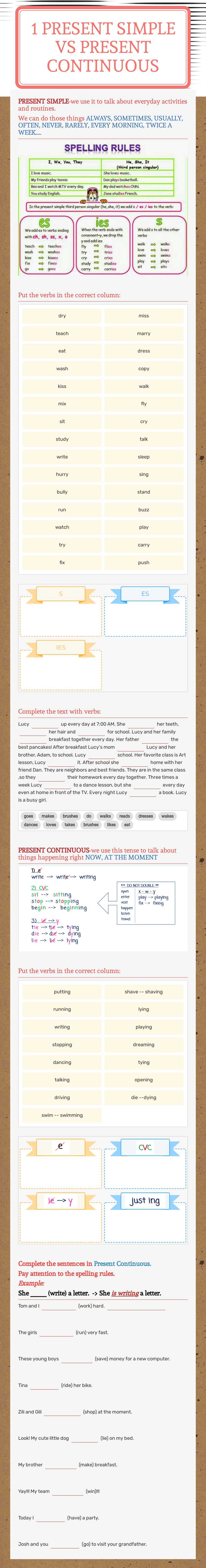 1 Present Simple vs 
Present Continuous worksheet preview image