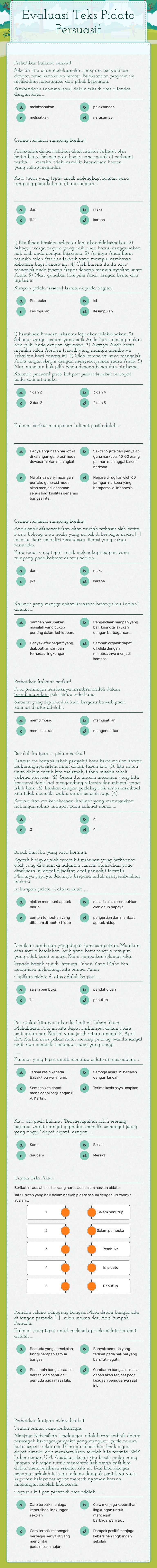 Evaluasi 
Teks Pidato Persuasif worksheet preview image