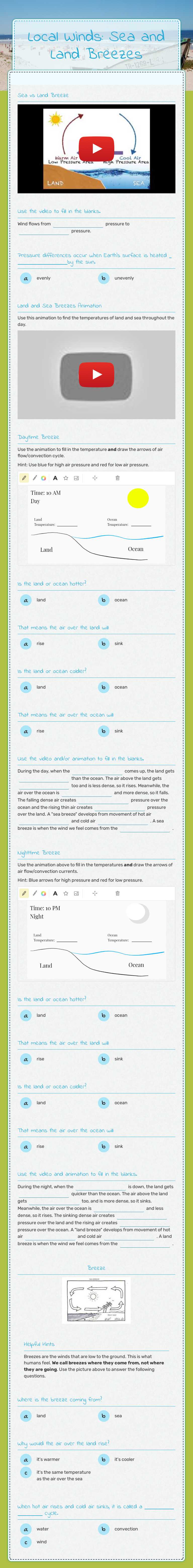 Local Winds: Sea and Land Breezes worksheet preview image