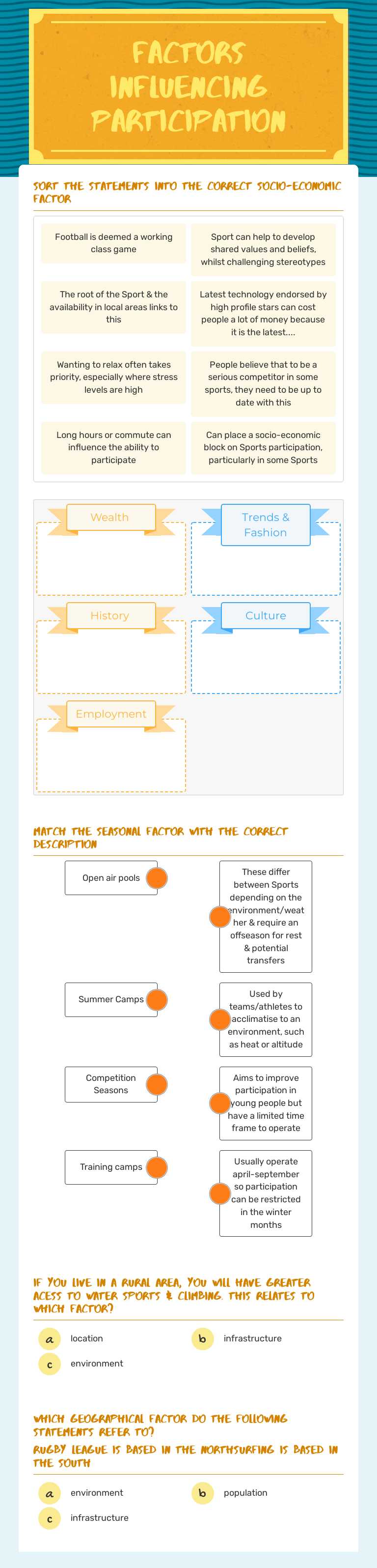 Factors influencing participation worksheet preview image
