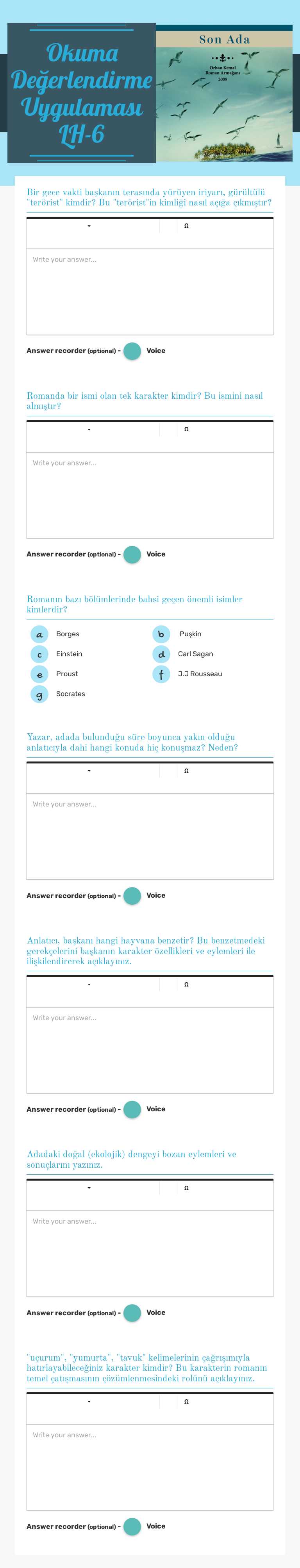 Okuma Değerlendirme Uygulaması LH-6 worksheet preview