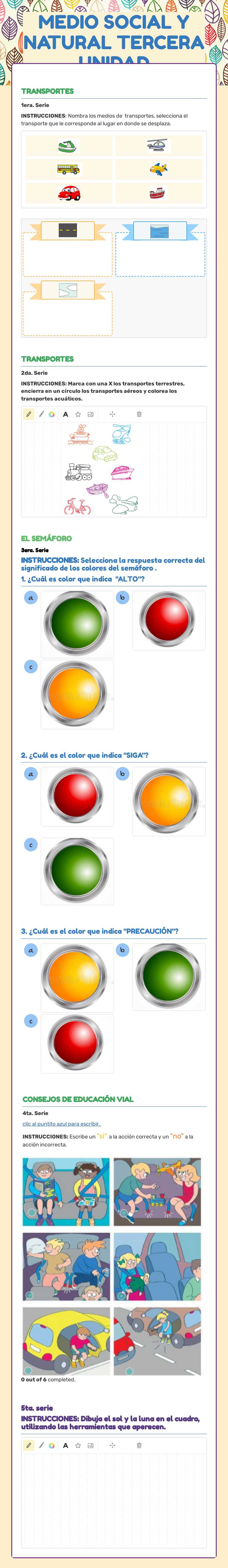 MEDIO SOCIAL Y NATURAL TERCERA  UNIDAD worksheet preview image