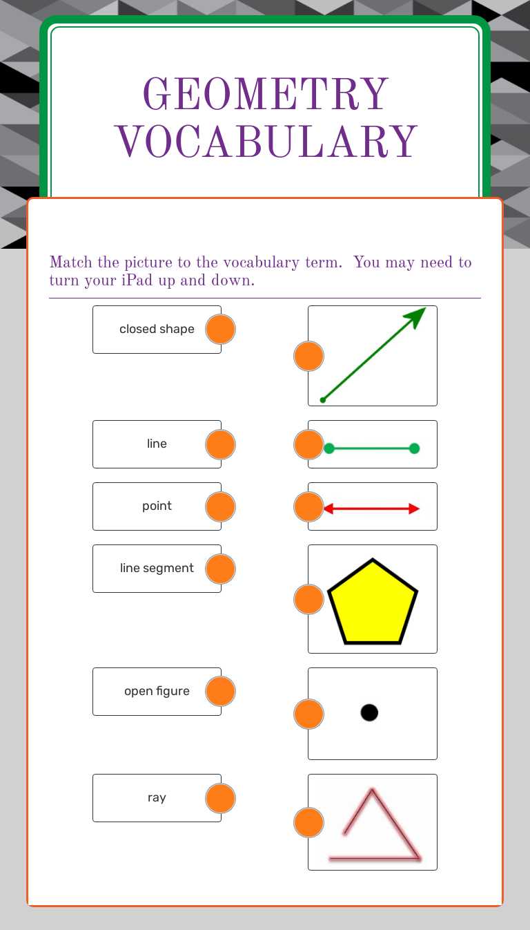 Geometry Vocabulary worksheet preview image