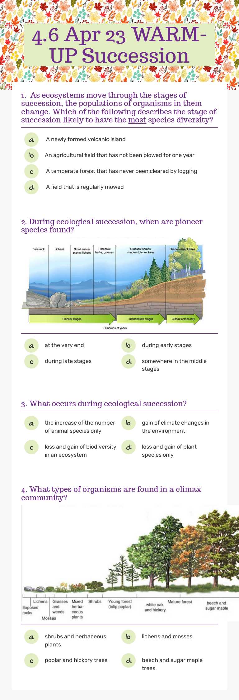4.6 Apr 23 WARM-UP Succession worksheet preview image