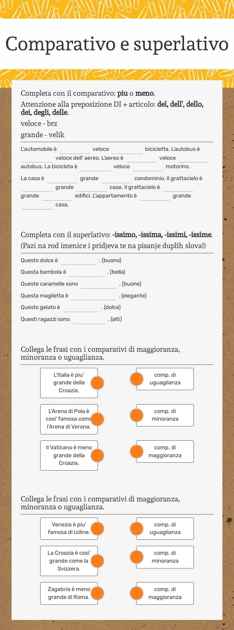 Comparativo e superlativo worksheet preview image