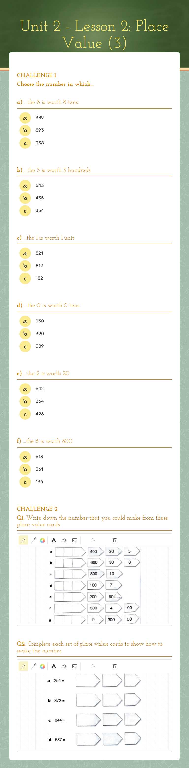 Unit 2 - Lesson 2: Place Value (3) worksheet preview image