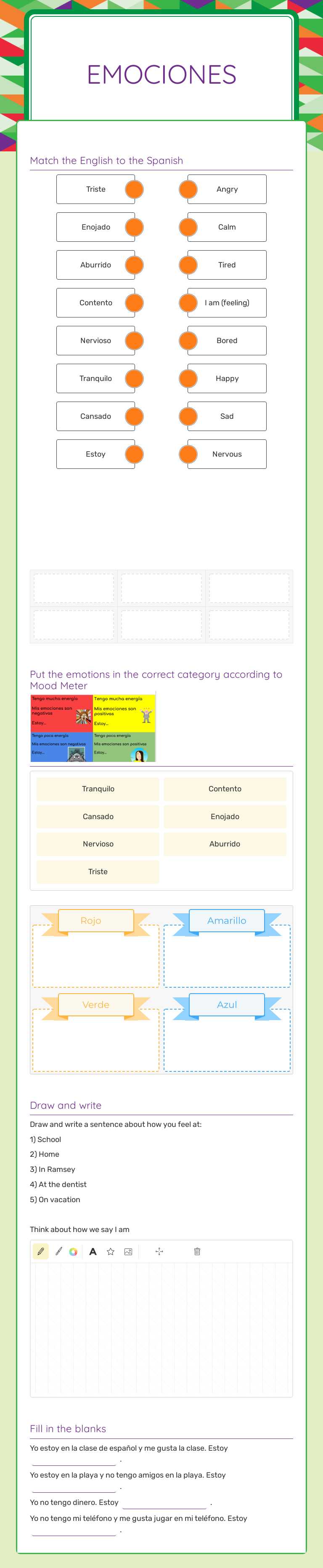 Emociones Grade 10 worksheet preview