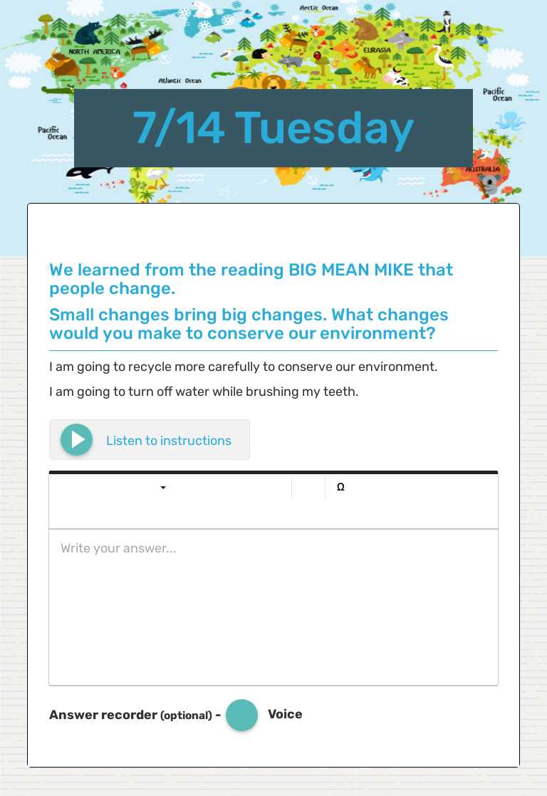 7/14  Tuesday worksheet preview image