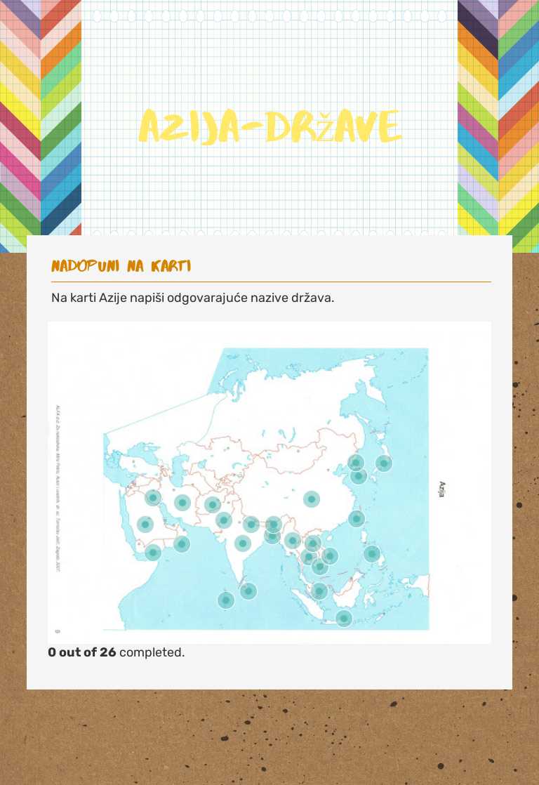 Azija-države worksheet preview image