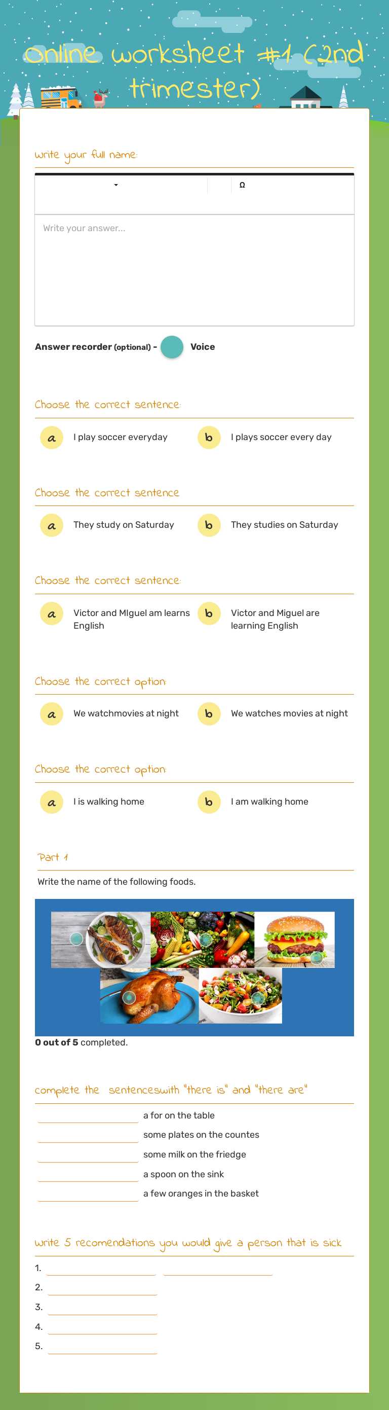 Online worksheet #1 (2nd trimester) worksheet preview image