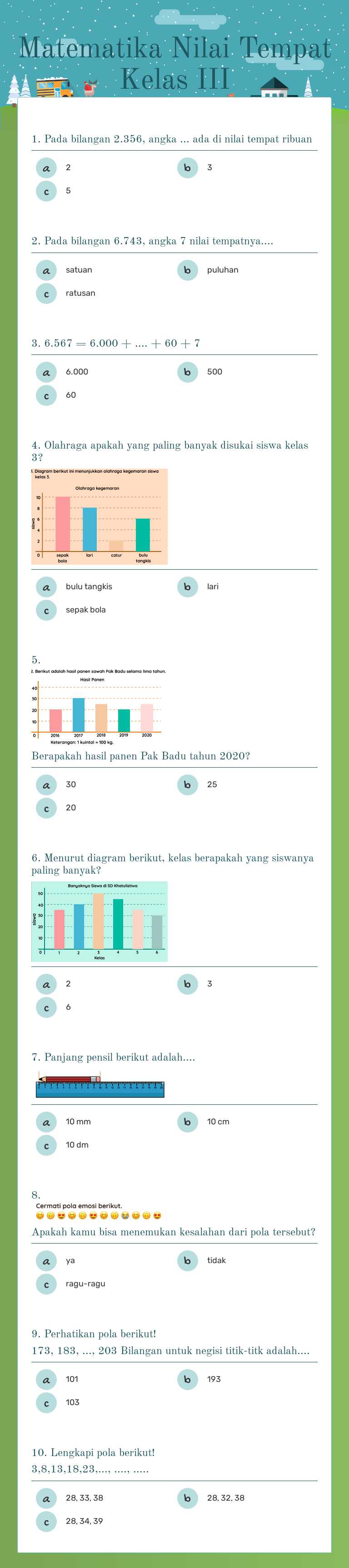 Matematika Nilai Tempat Kelas III worksheet preview image