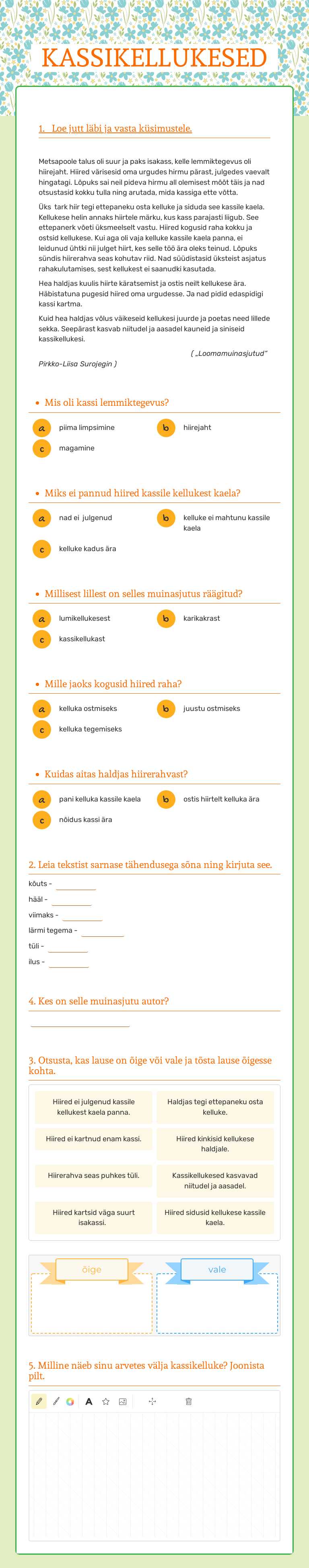 KASSIKELLUKESED worksheet preview image