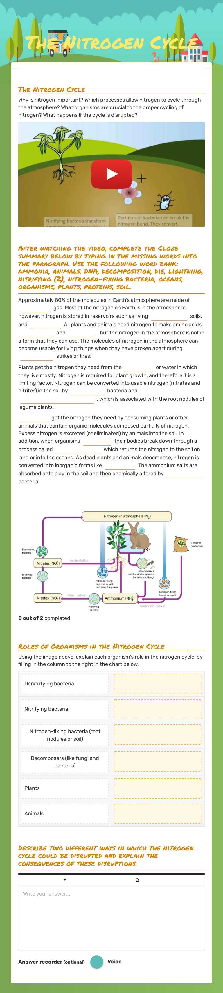 The Nitrogen Cycle worksheet preview image