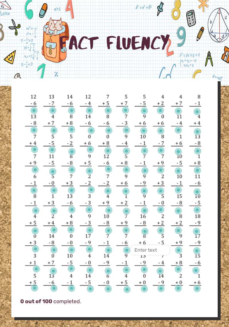 fact fluency worksheet preview image