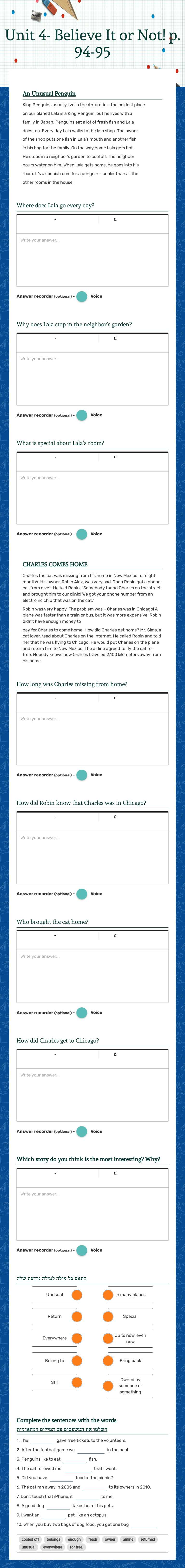 Unit 4- Believe It or Not! 
p. 94-95 worksheet preview image