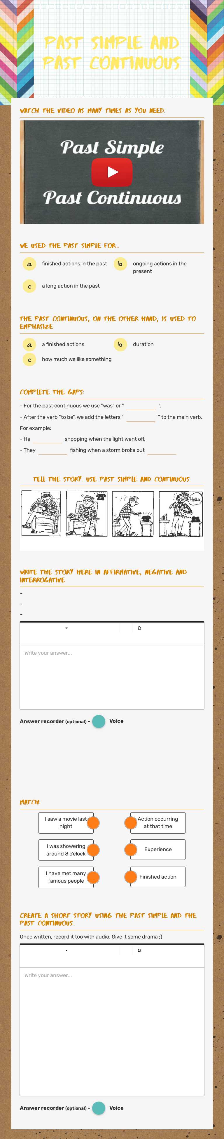 Past simple and past continuous Other worksheet preview