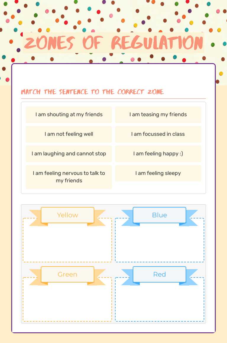 zones of regulation worksheet preview image