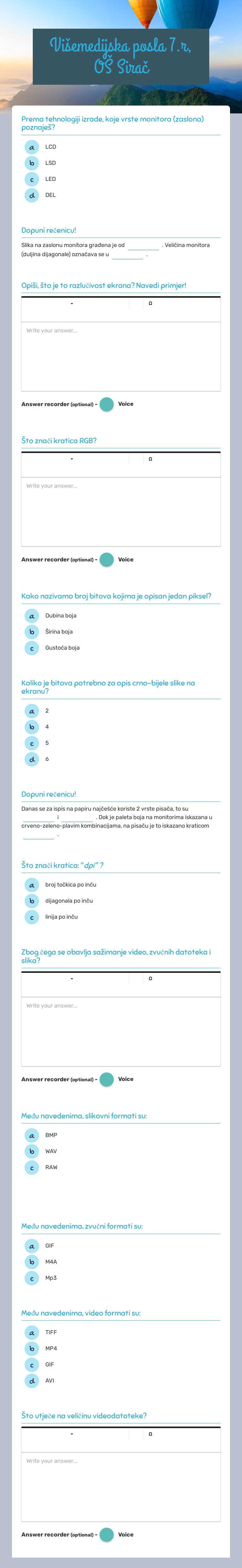 Višemedijska posla
7.r, OŠ Sirač worksheet preview