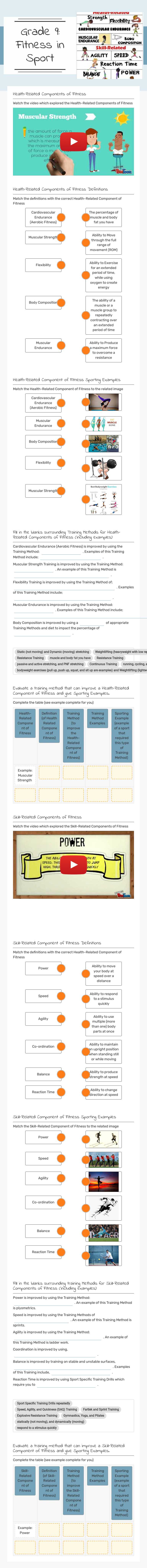 Grade 9: Fitness in Sport worksheet preview image