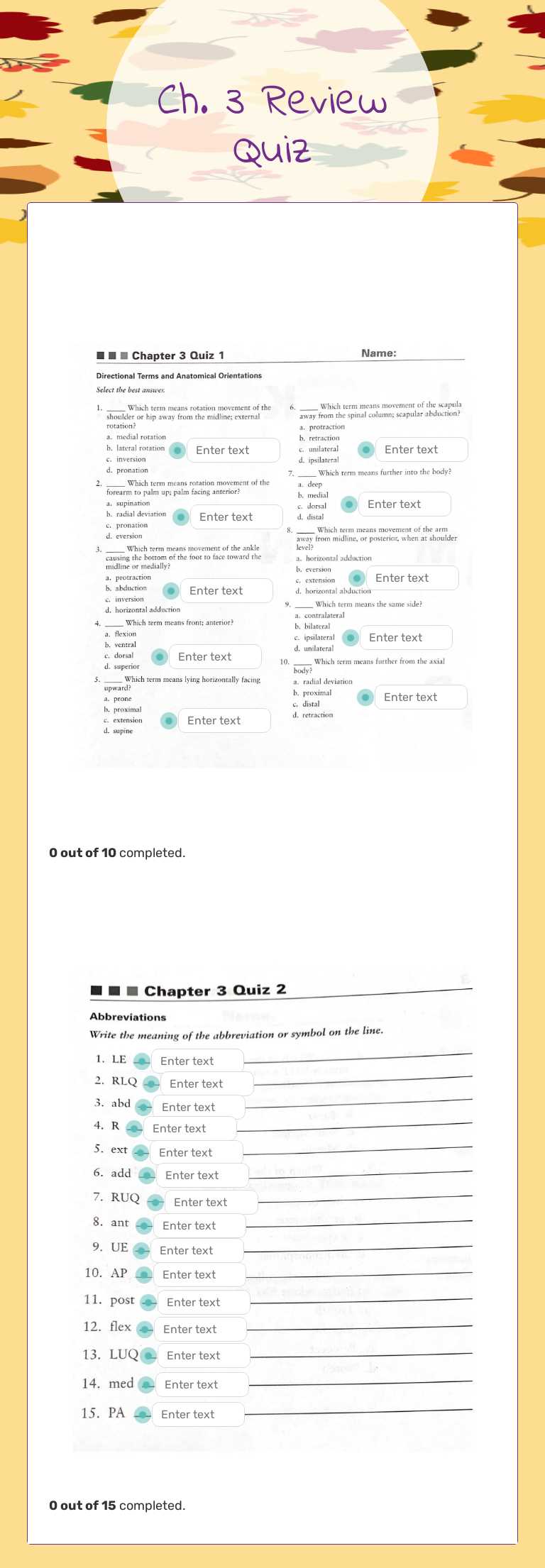 Ch. 3 Review Quiz Grade 12 worksheet preview