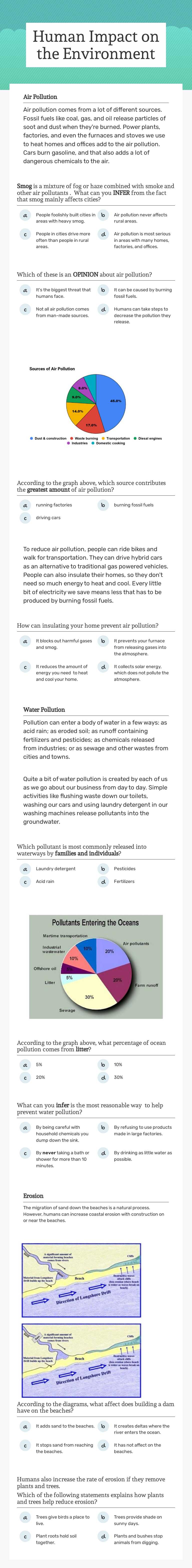 Human Impact on the Environment worksheet preview image