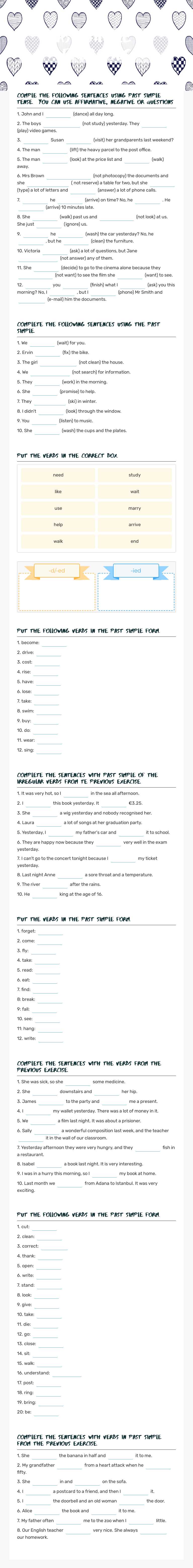 past simple - exercises worksheet preview image