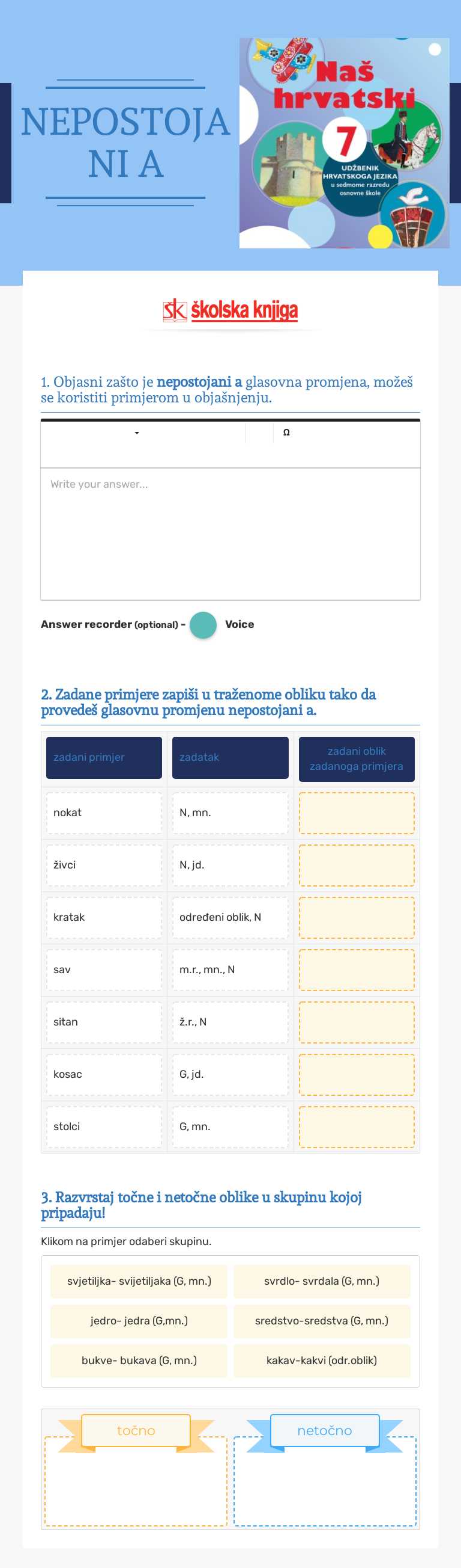 NEPOSTOJANI A Grade 7 worksheet preview