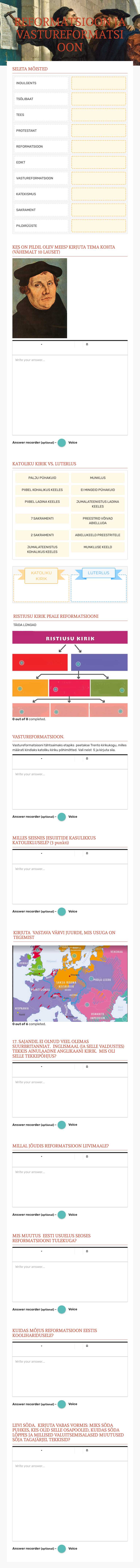 REFORMATSIOON JA VASTUREFORMATSIOON worksheet preview image