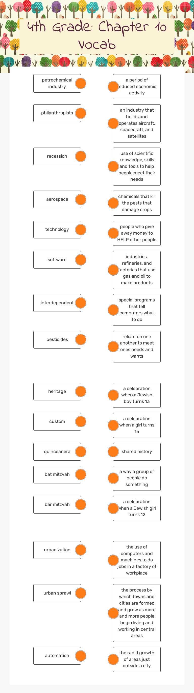 4th Grade:            Chapter 10 Vocab worksheet preview image