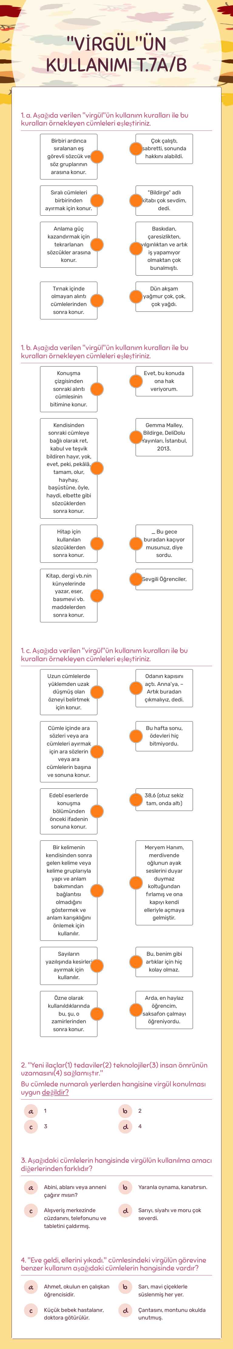 "VİRGÜL"ÜN KULLANIMI    
 T.7A/B worksheet preview image