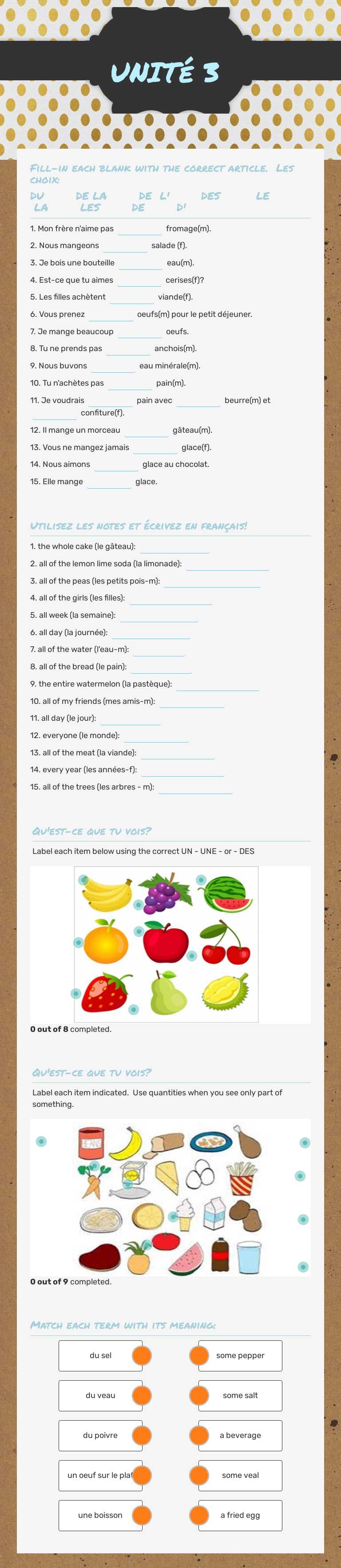 UNITé 3 worksheet preview image