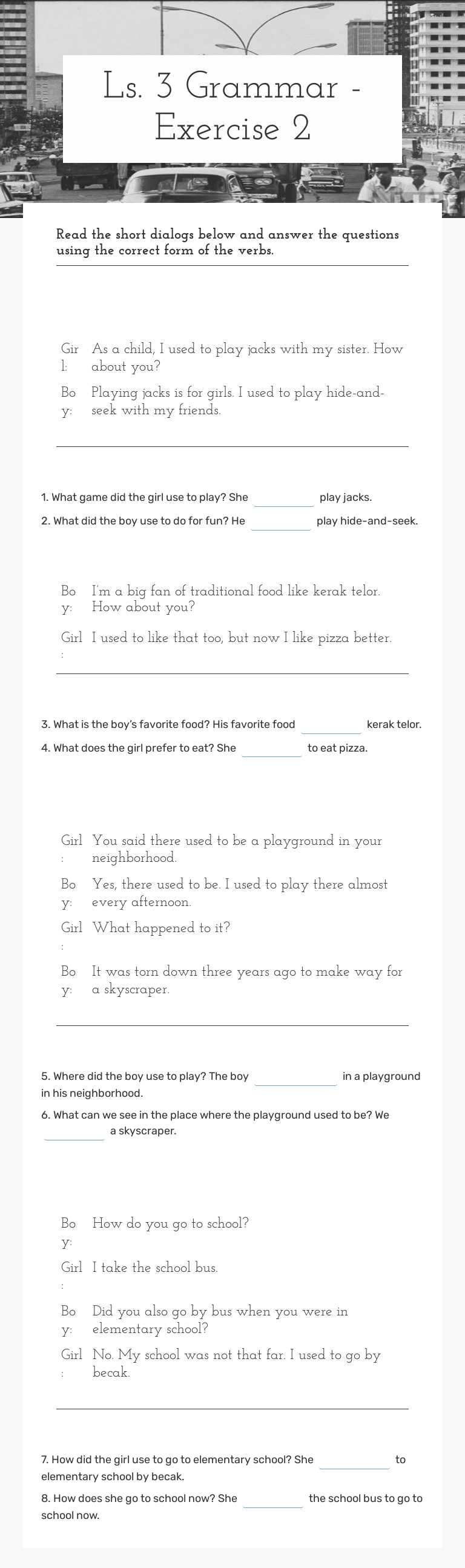 Ls. 3 Grammar - Exercise 2 worksheet preview image