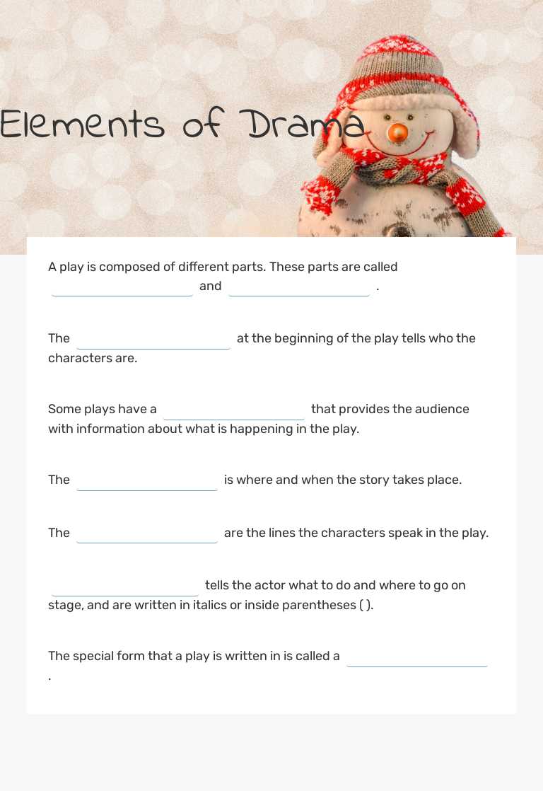 Elements of Drama worksheet preview image