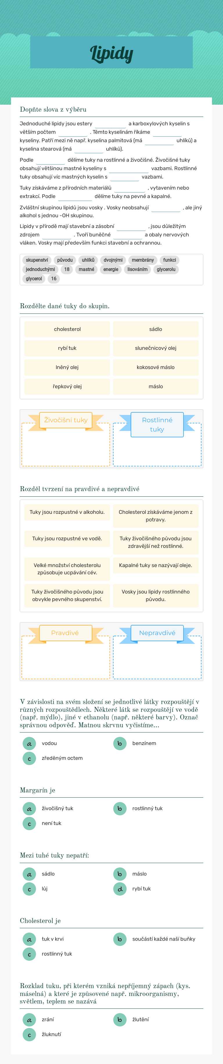 Lipidy worksheet preview image