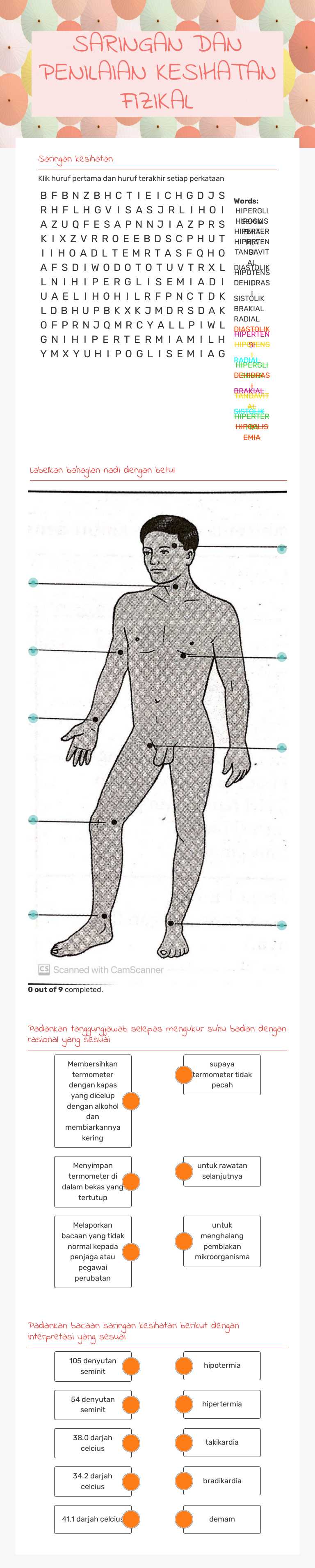SARINGAN DAN PENILAIAN KESIHATAN FIZIKAL worksheet preview image