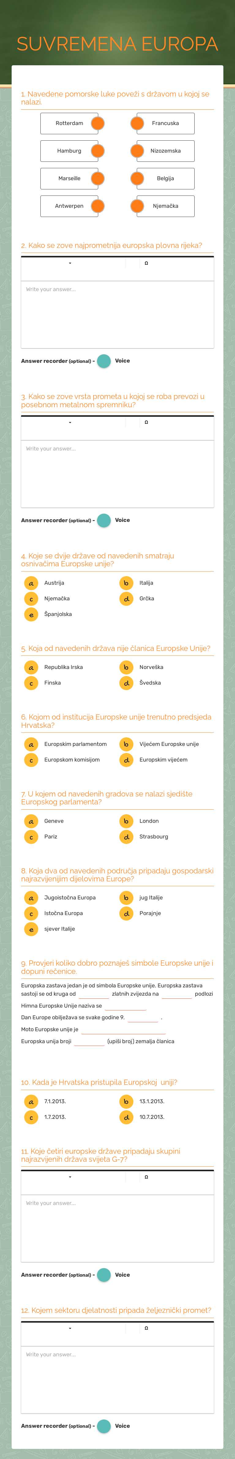 SUVREMENA EUROPA worksheet preview image
