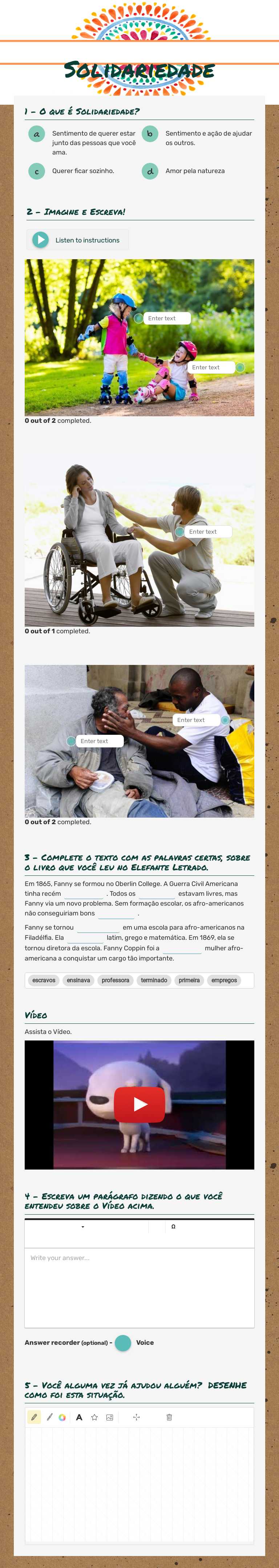 Solidariedade Grade 6 worksheet preview