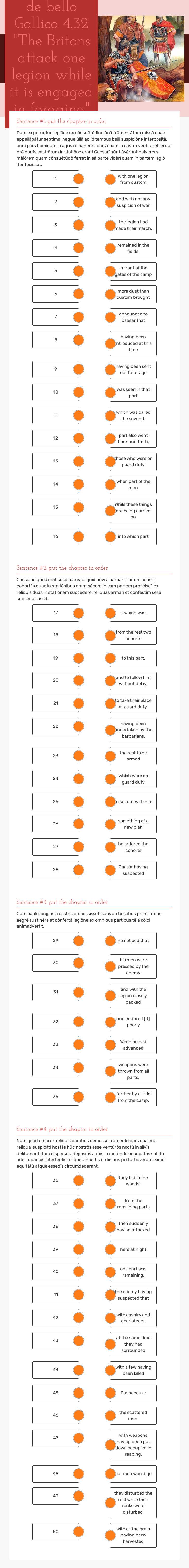 de bello Gallico 4.32 "The Britons attack one legion while it is engaged in foraging" worksheet preview image