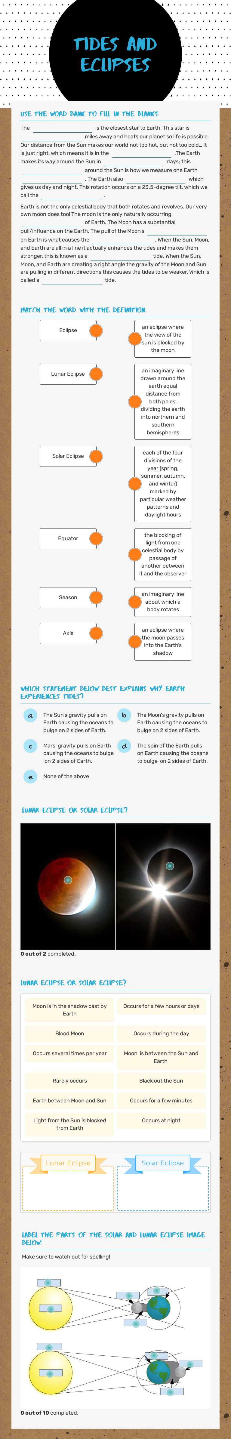 Tides and Eclipses worksheet preview