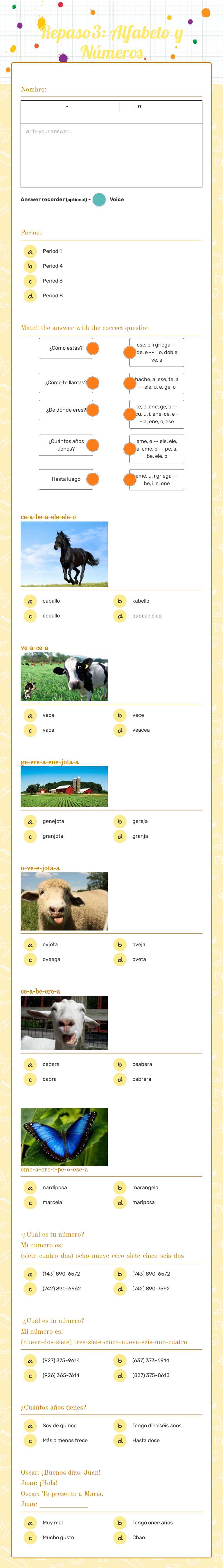 Repaso3:
Alfabeto y Números worksheet preview image