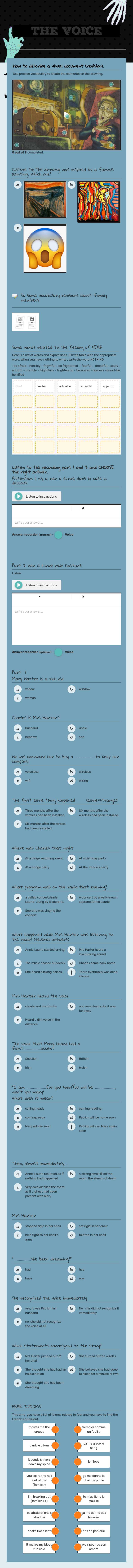 The Voice Grade 10 worksheet preview