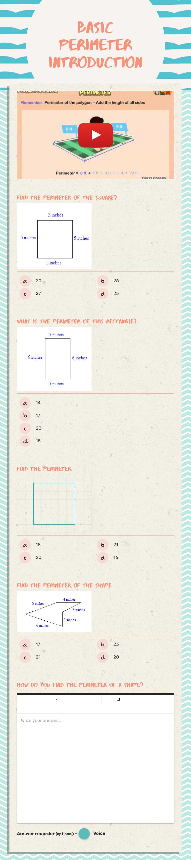 Basic Perimeter
Introduction worksheet preview image