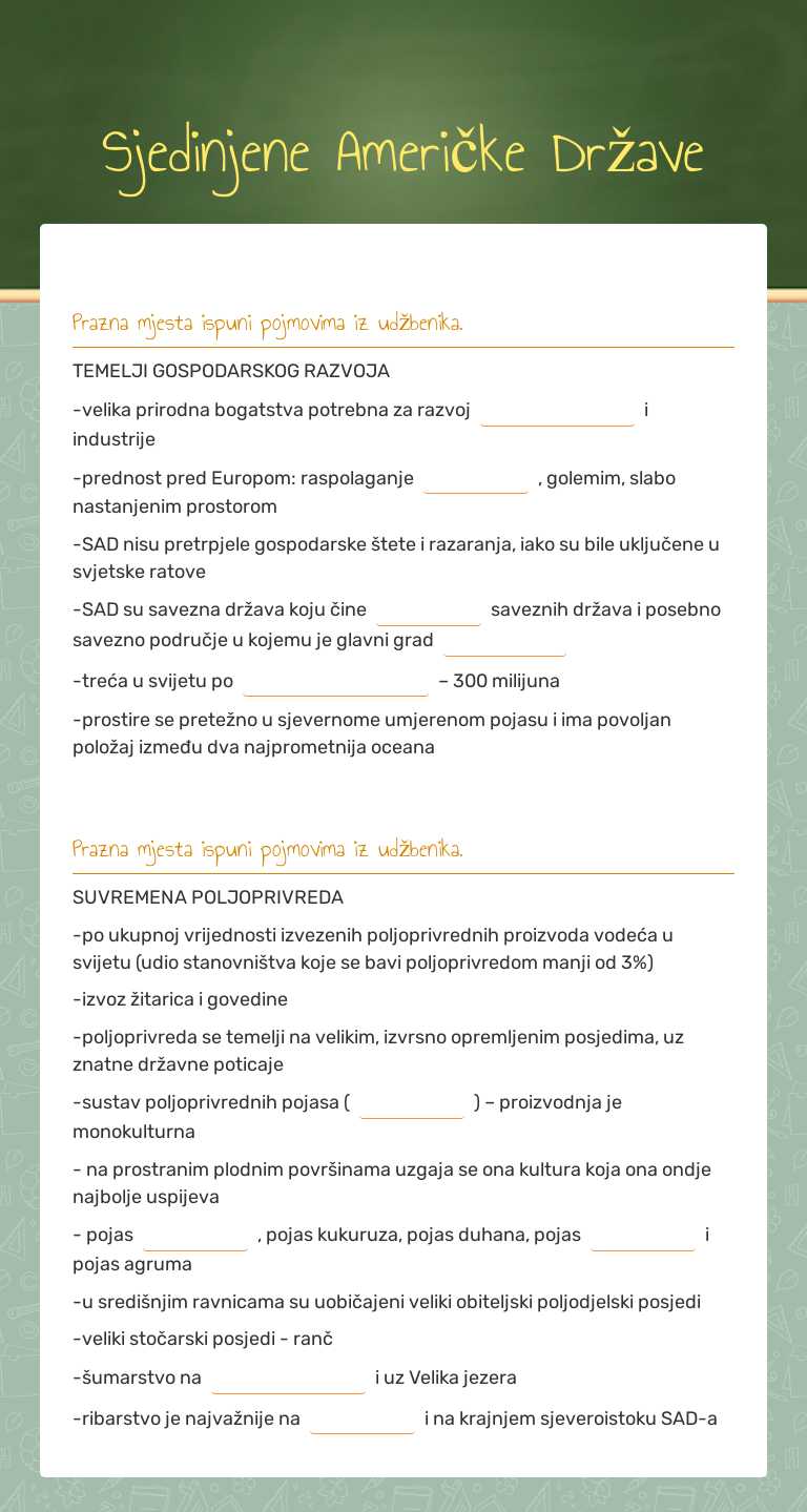 Sjedinjene Američke Države worksheet preview image