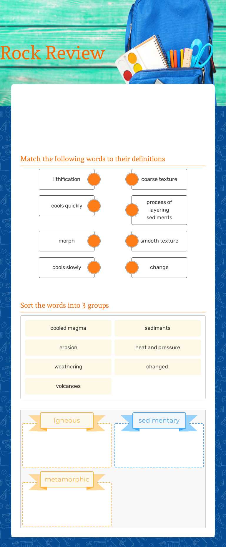 Rock Review worksheet preview image