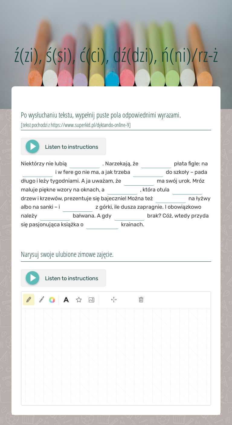ź(zi), ś(si), ć(ci), dź(dzi), ń(ni)/rz-ż worksheet preview image